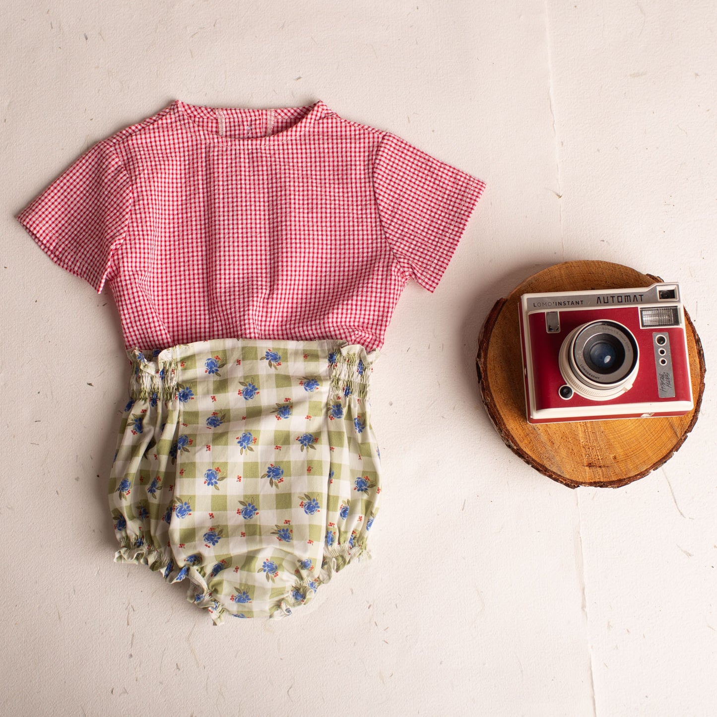 Small red gingham short sleeve shirt