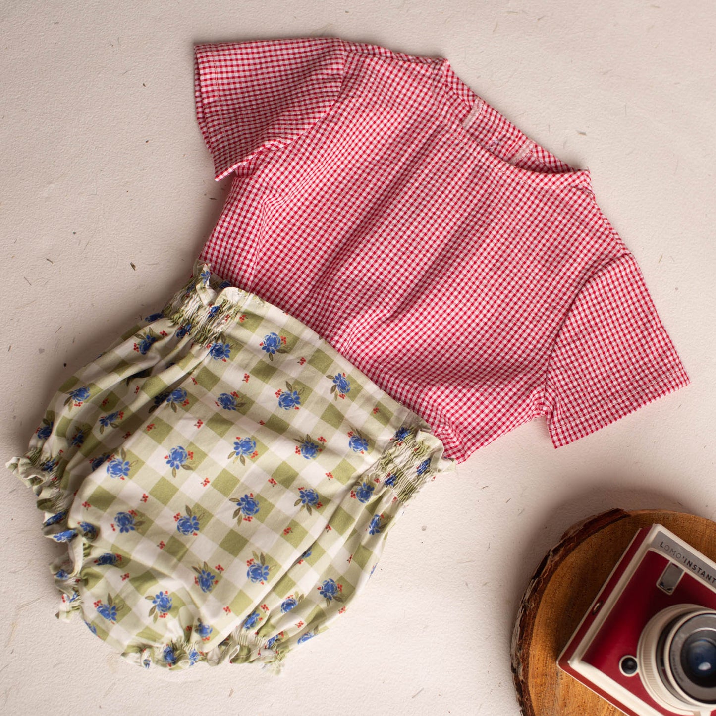 Small red gingham short sleeve shirt