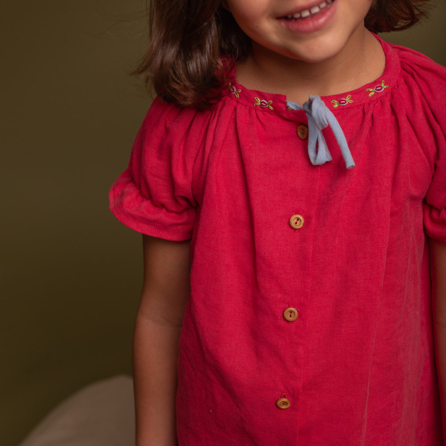 Red linen embroidered blouse