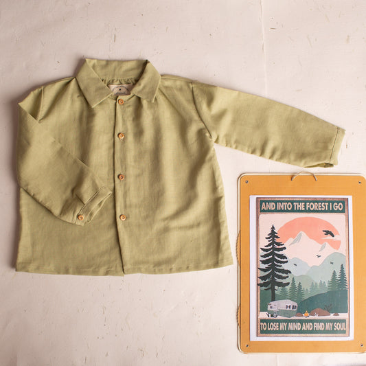 Pistachio linen Dalí shirt