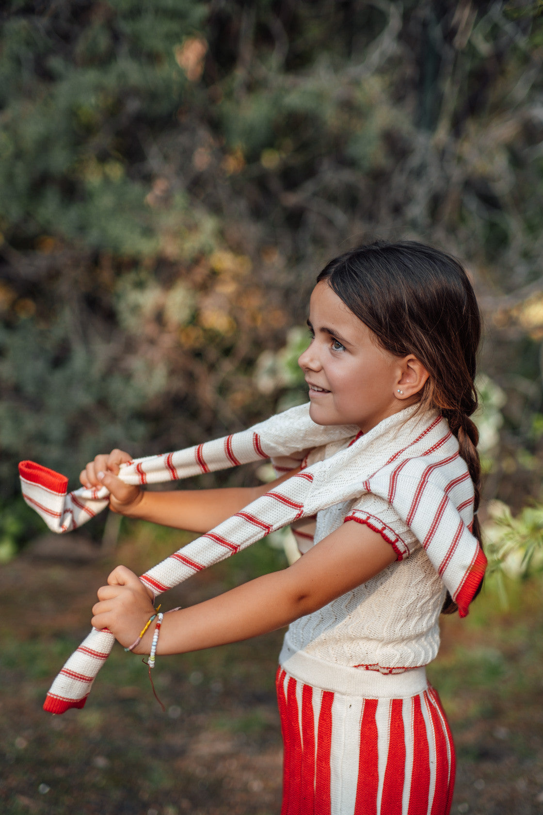 Red stripe mini skirt