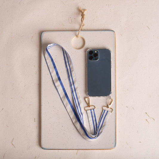 Deep blue stripe phone lanyard