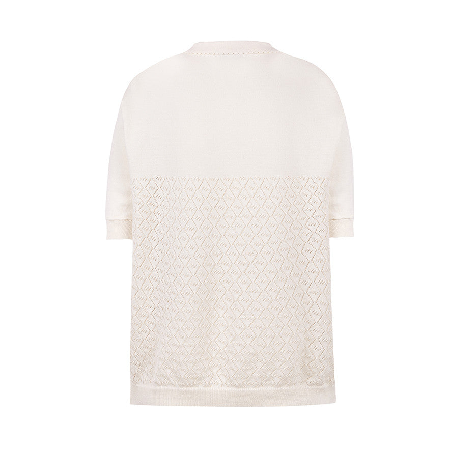 Ivory short sleeve Biri Woman sweater