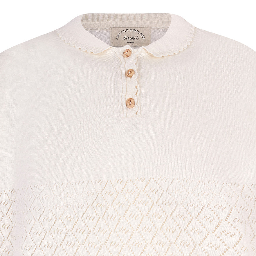 Ivory short sleeve Biri Woman sweater