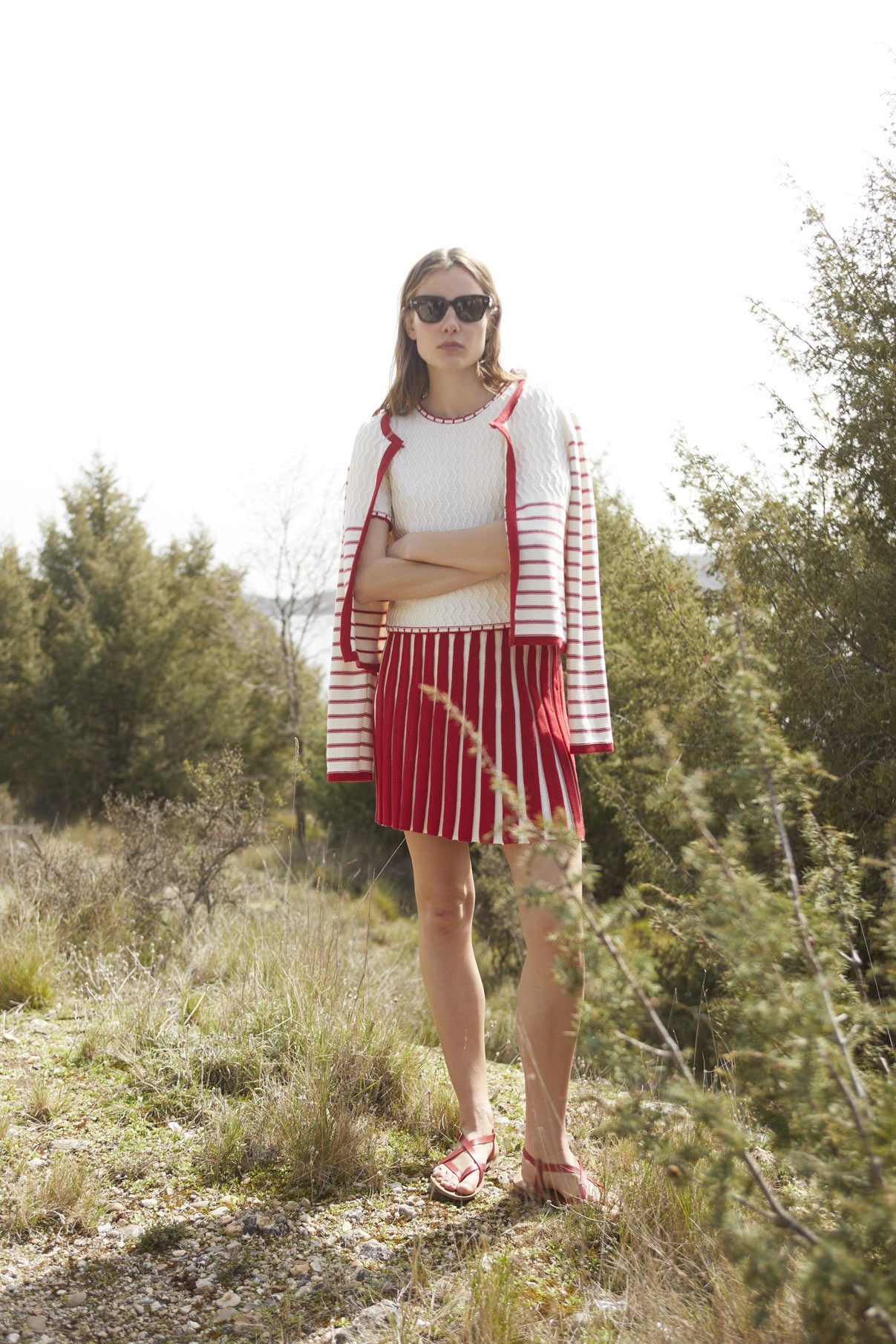 Red stripe Woman mini skirt