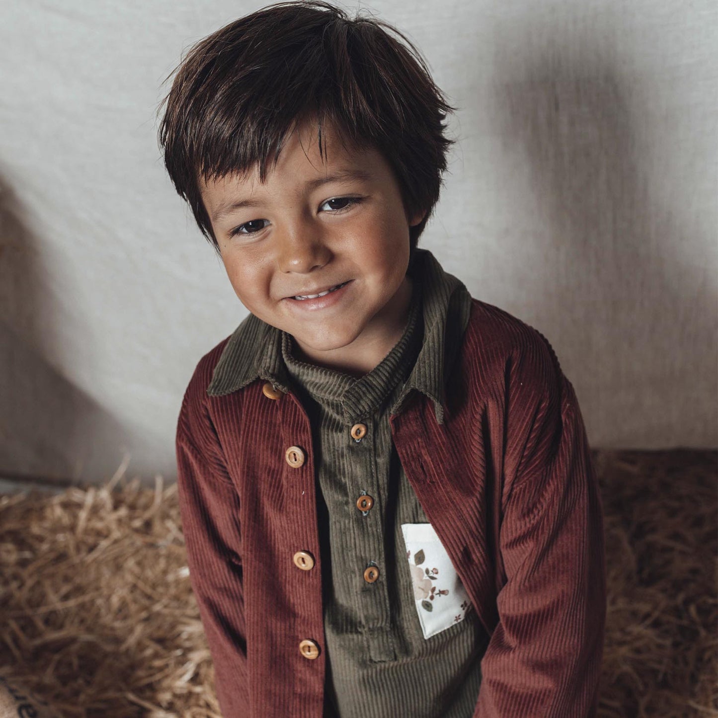 Burgundy and green corduroy overshirt