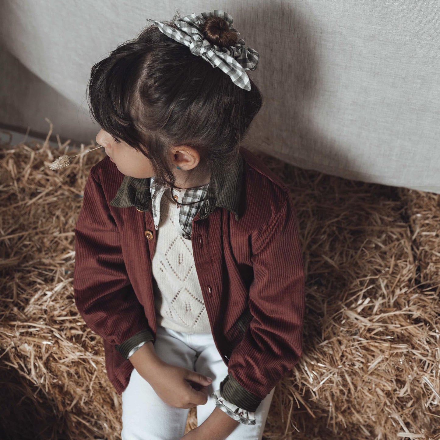 Burgundy and green corduroy overshirt