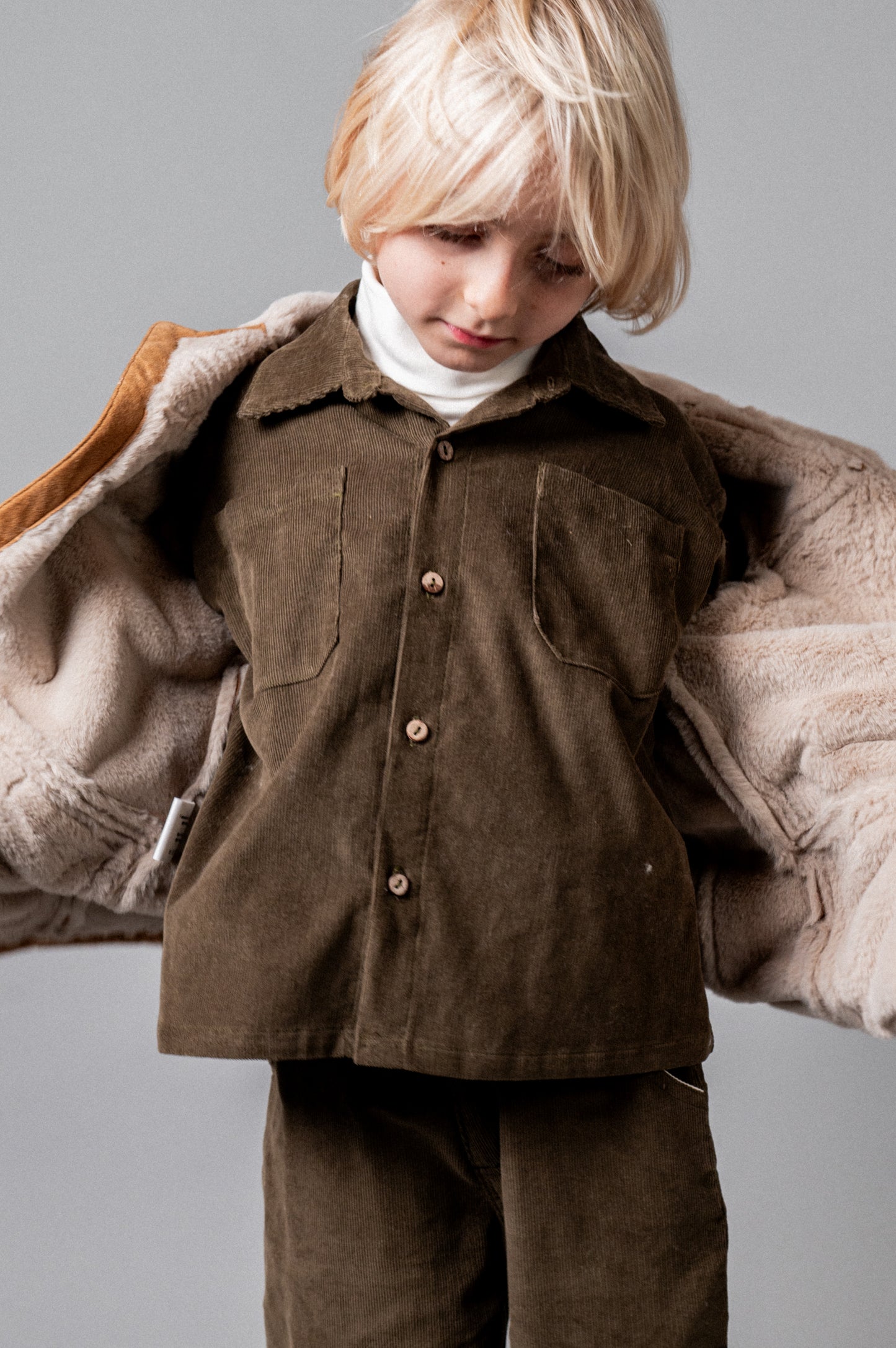 Camisa pana khaki niño