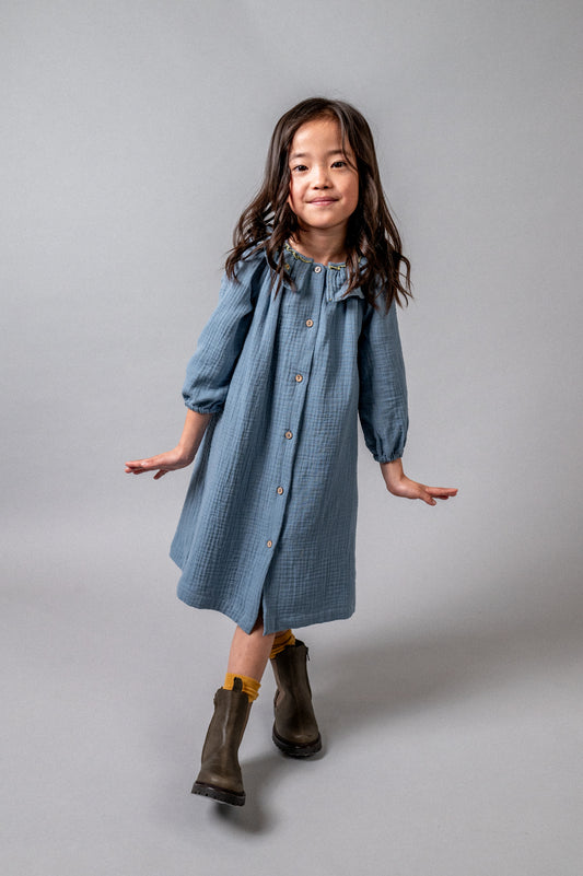 Vestido bordado bambula azul Storm niña