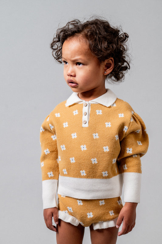 Jersey punto Mustard Floral bebé