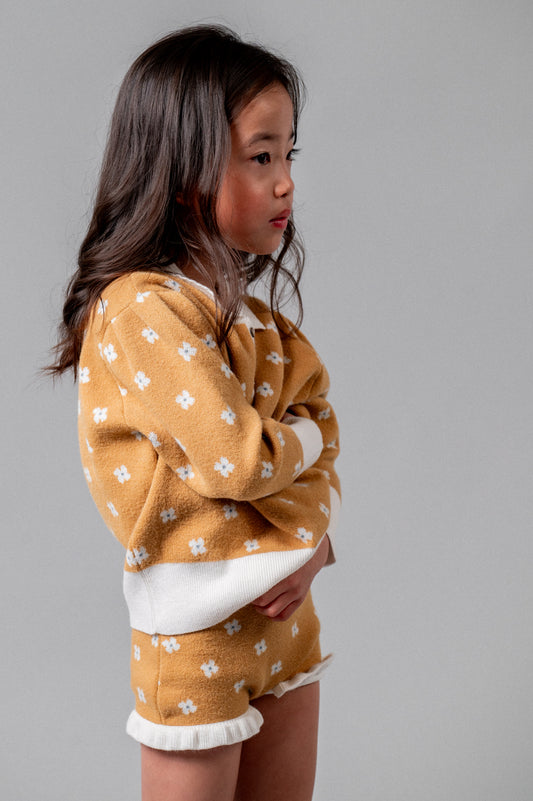 Jersey punto Mustard Floral niña