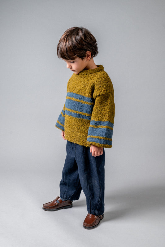 Jersey punto rayas mustard bebé