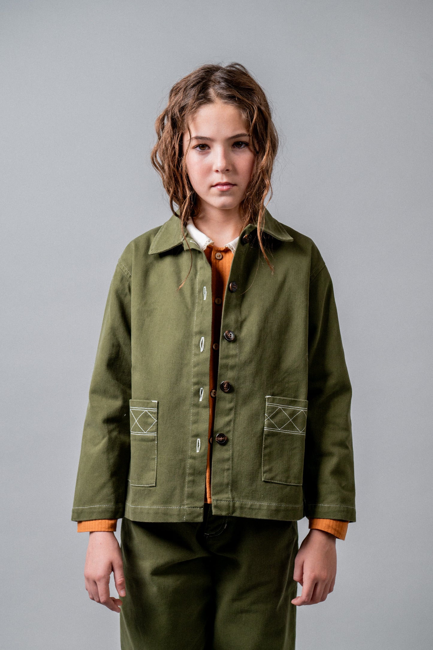 Chaqueta denim khaki niña