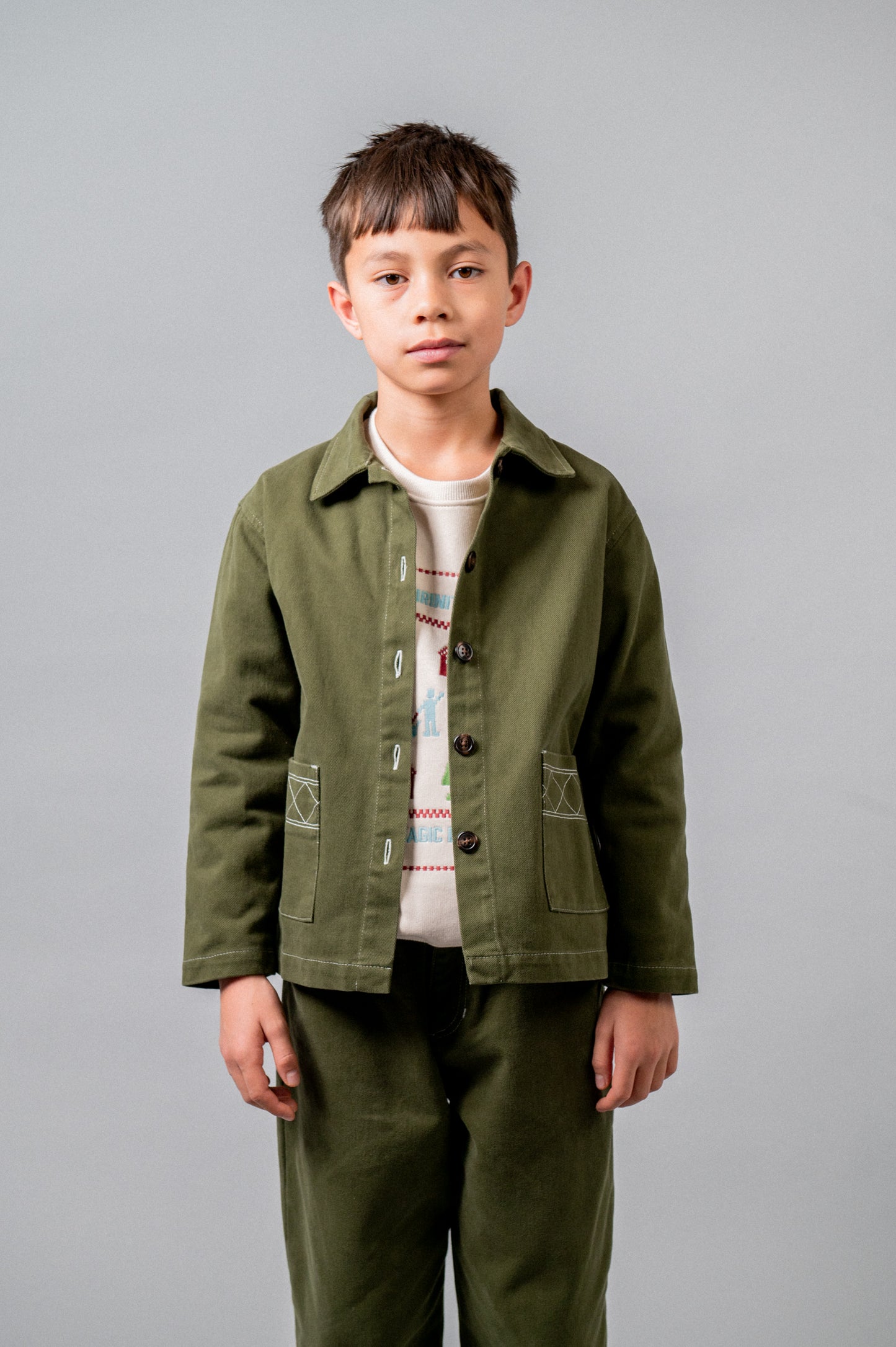 Chaqueta denim khaki niño
