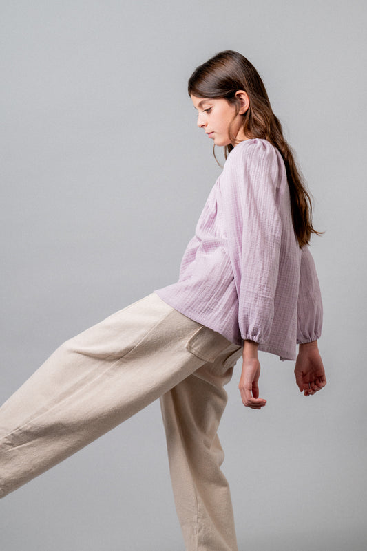Pantalón largo denim crudo niña