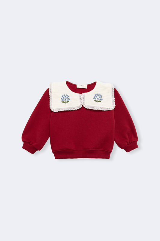 Sudadera cherry cuello bordado bebé