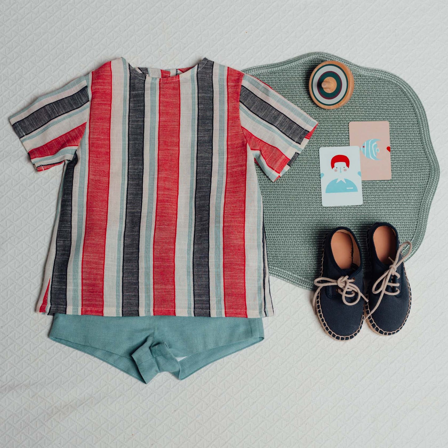 Multicolored stripe short sleeve shirt