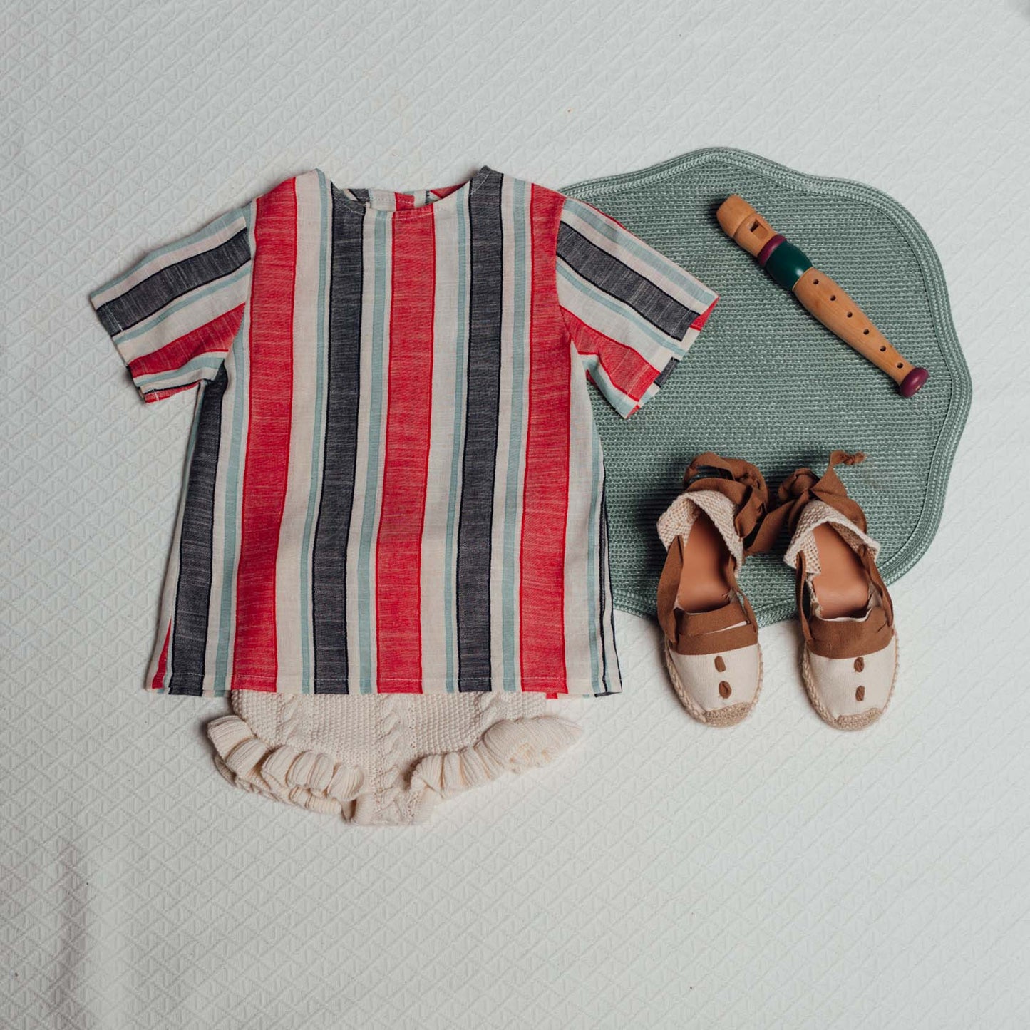 Multicolored stripe short sleeve shirt