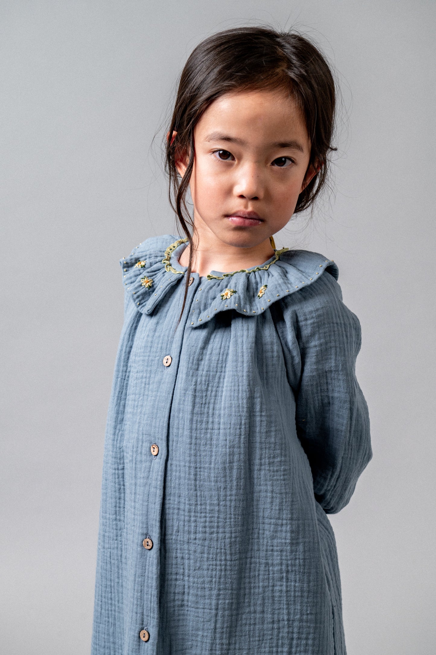 Vestido bordado bambula azul Storm niña
