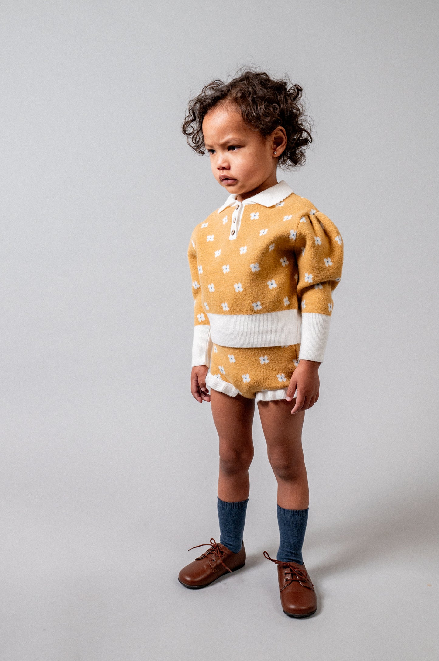 Jersey punto Mustard Floral bebé