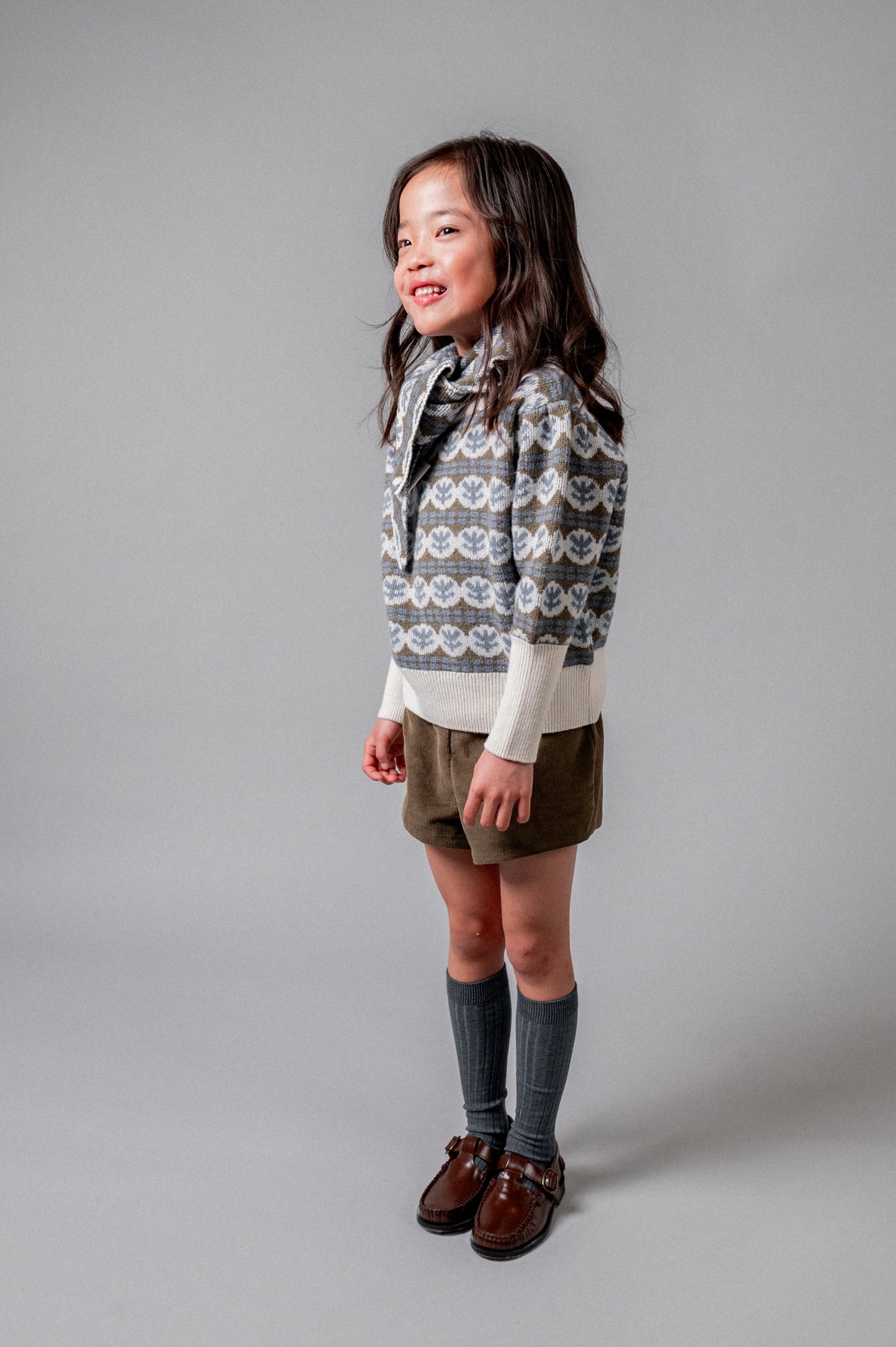 Pantalón corto pana khaki niña