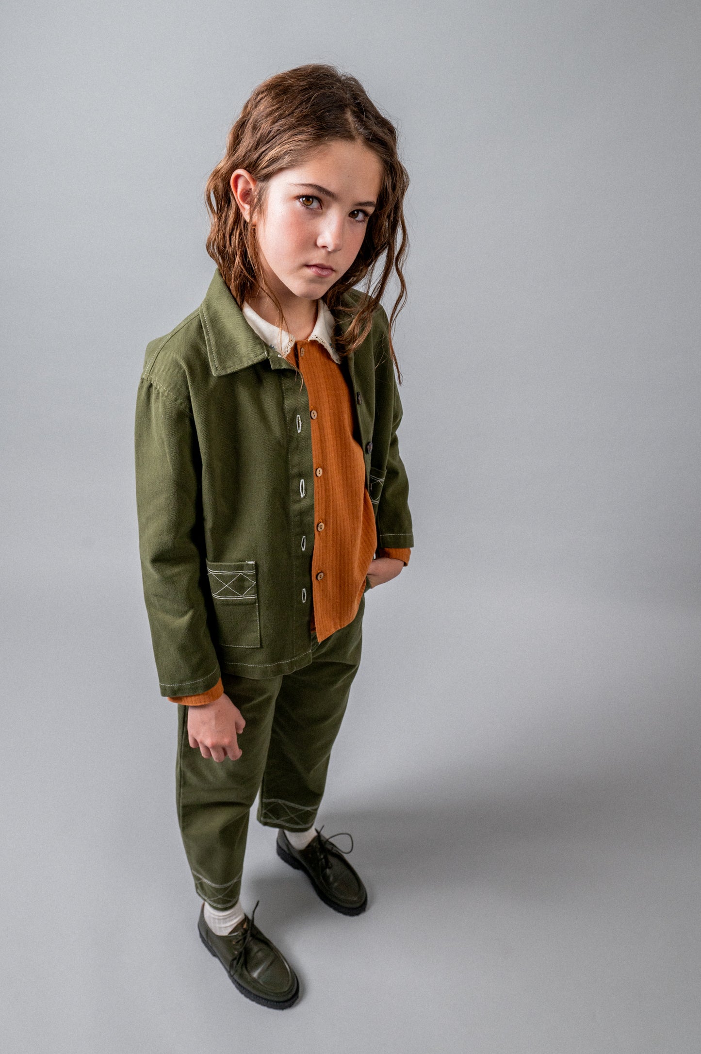 Pantalón largo denim khaki niña