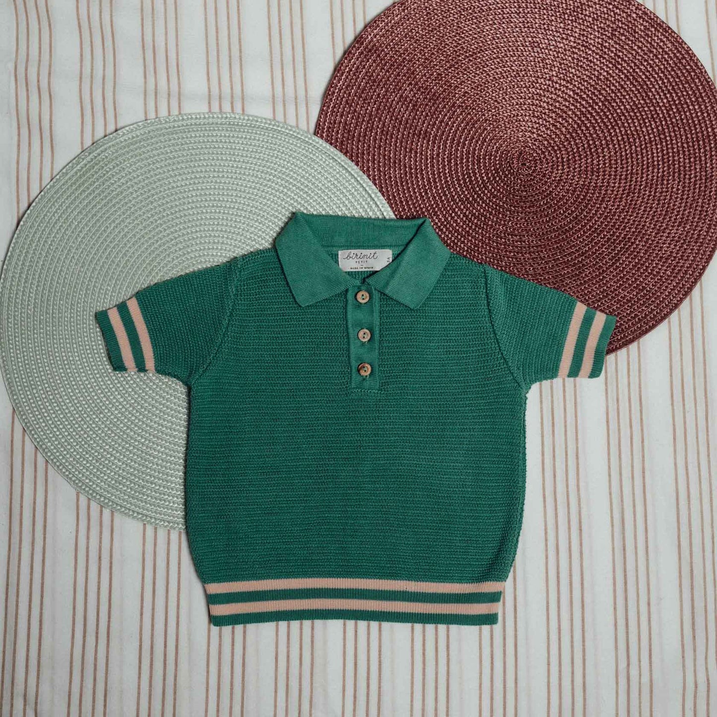 Green and pink polo