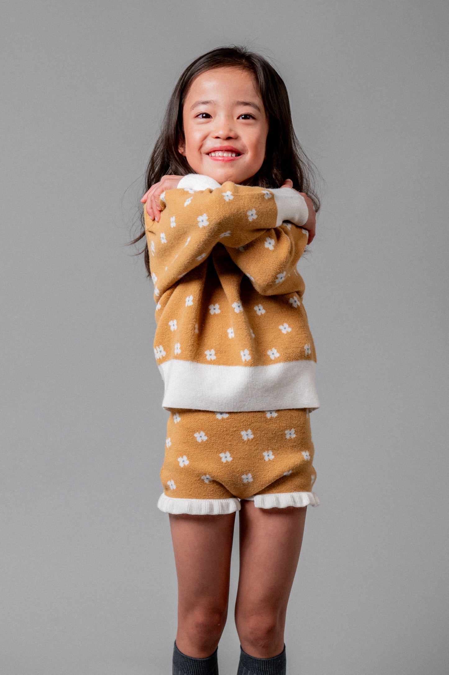 Jersey punto Mustard Floral niña