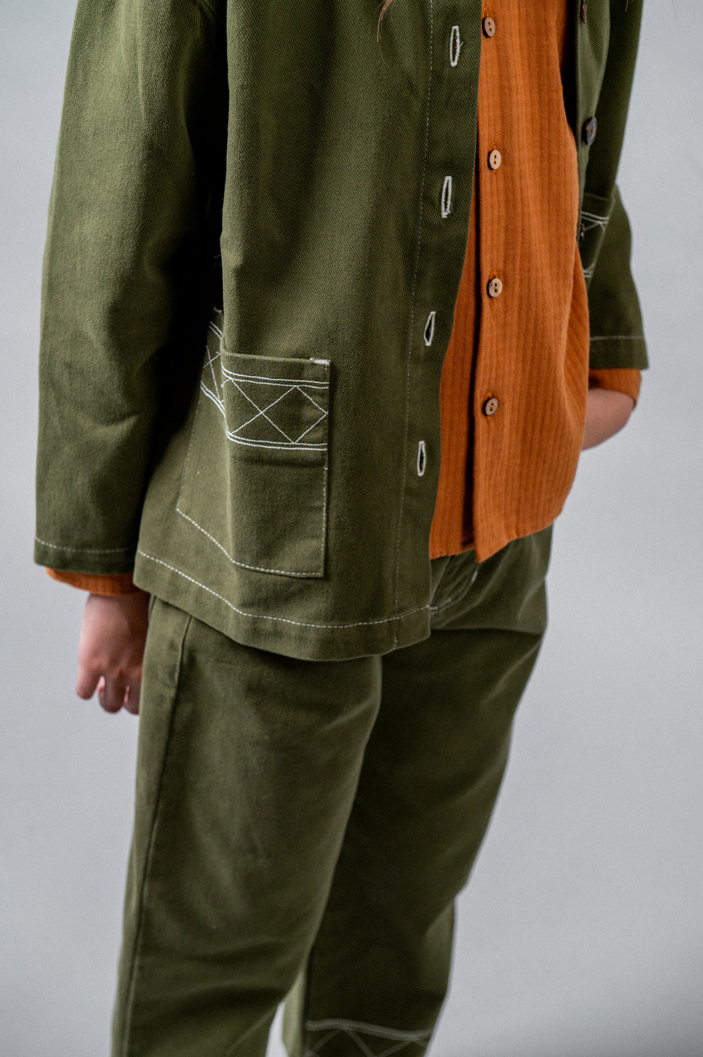 Chaqueta denim khaki niña