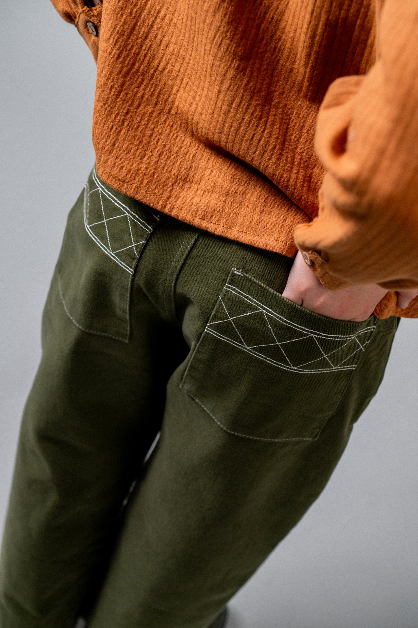 Pantalón largo denim khaki niña