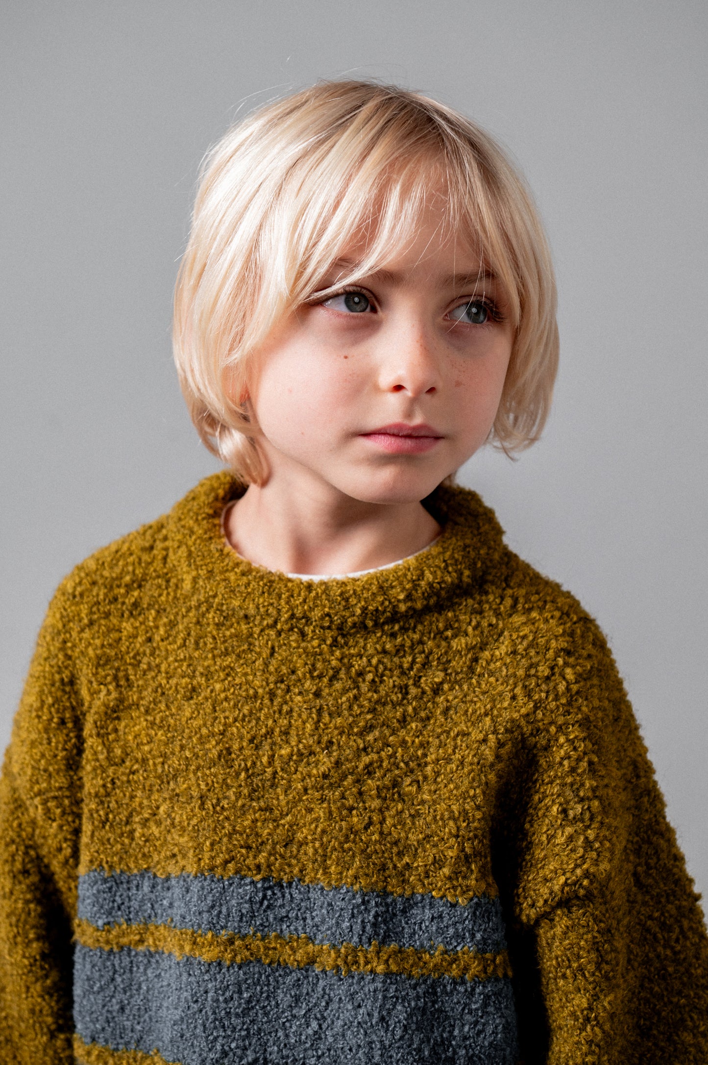 Jersey punto rayas mustard niño