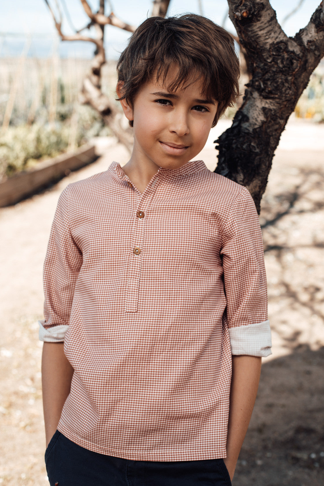 Cherry gingham polo shirt