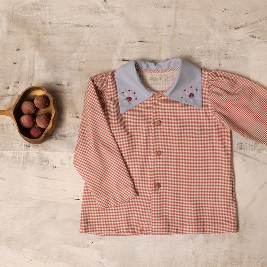 Cherry gingham embroidered shirt