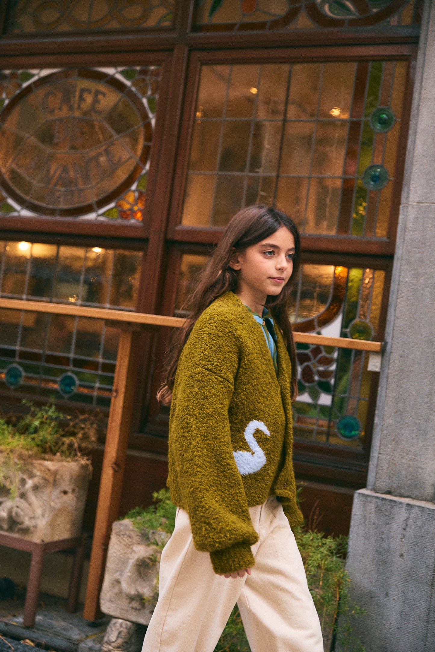 Pantalón largo denim crudo niña