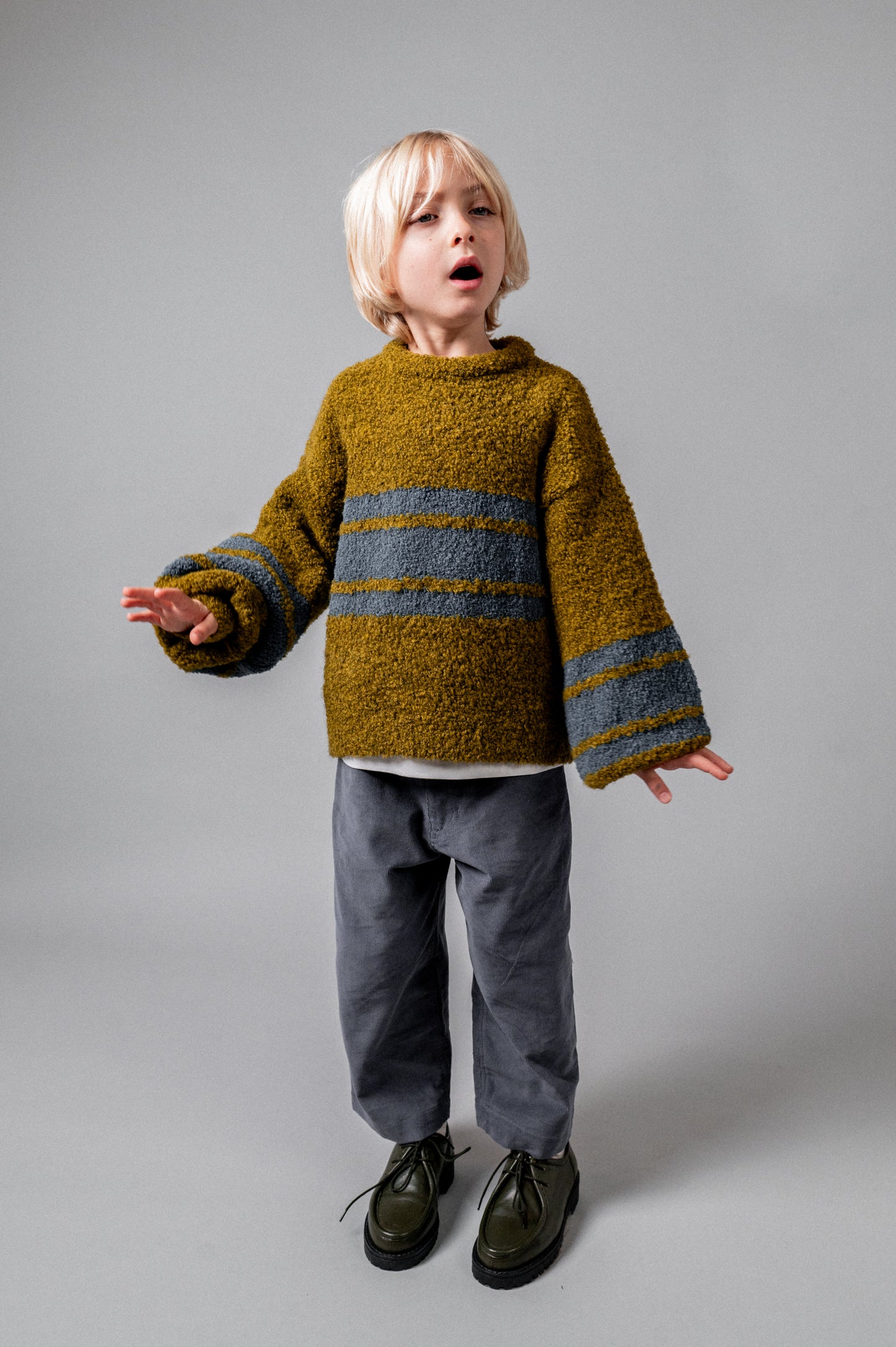 Jersey punto rayas mustard niño