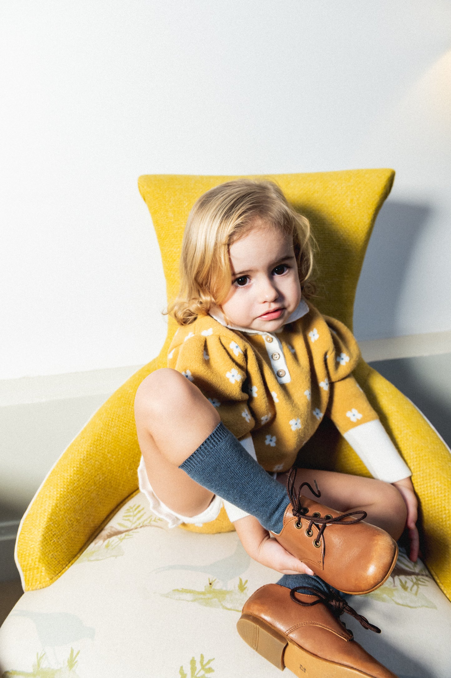 Jersey punto Mustard Floral bebé