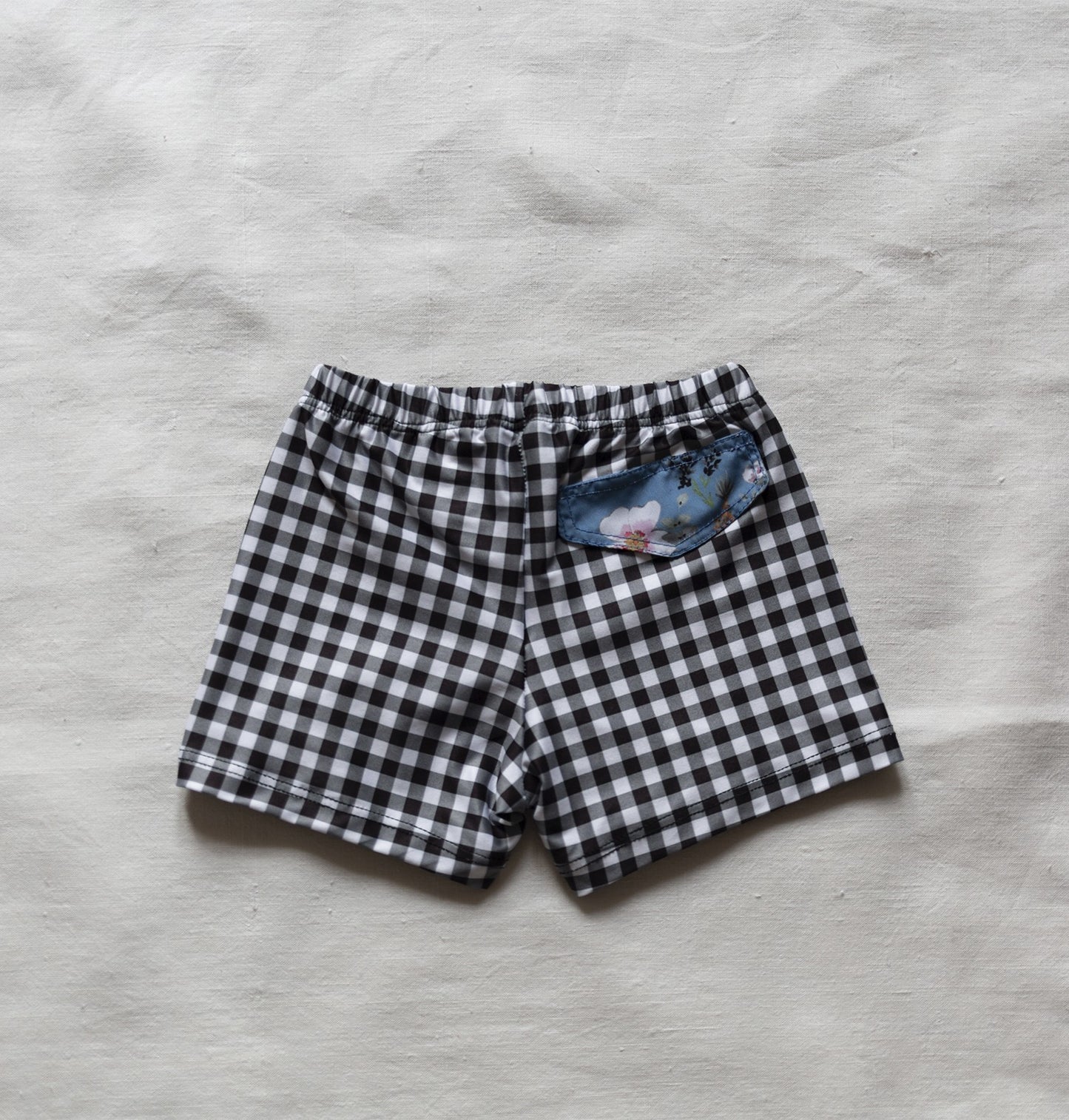 Black gingham swimsuit boxer