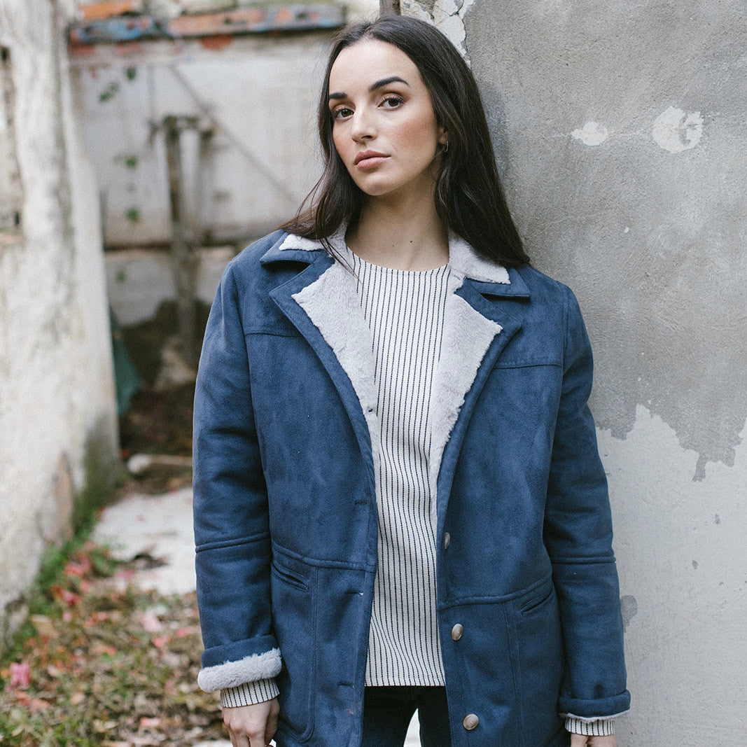 Navy stripe baggy woman blouse