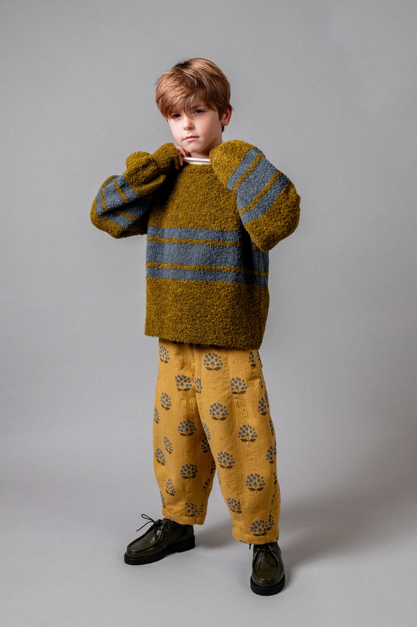 Jersey punto rayas mustard niño