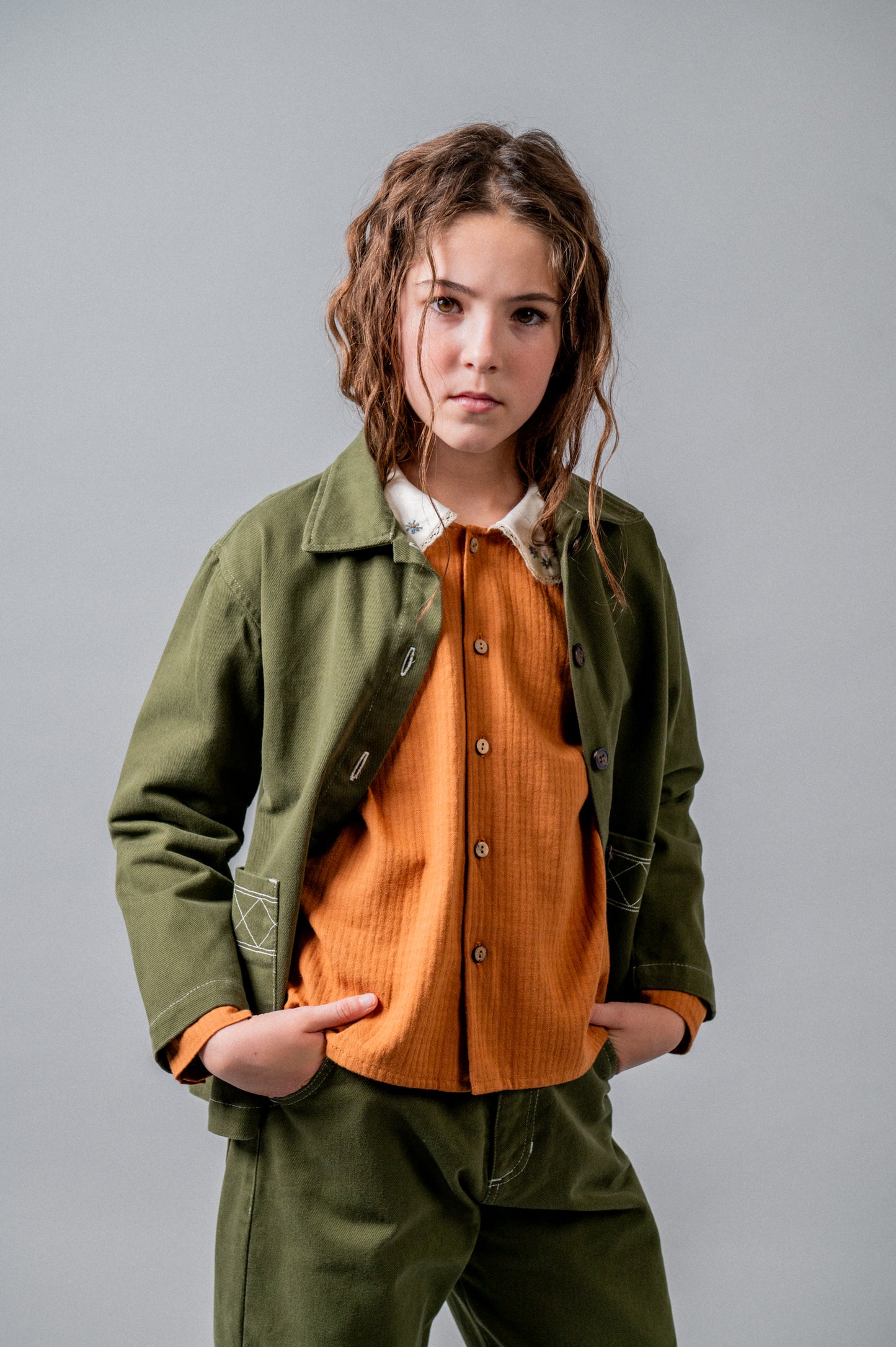 Camisa bordada toffee niña
