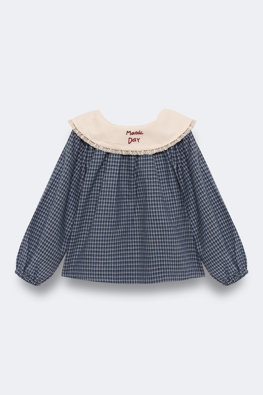 Blusón bordado vichy índigo niña