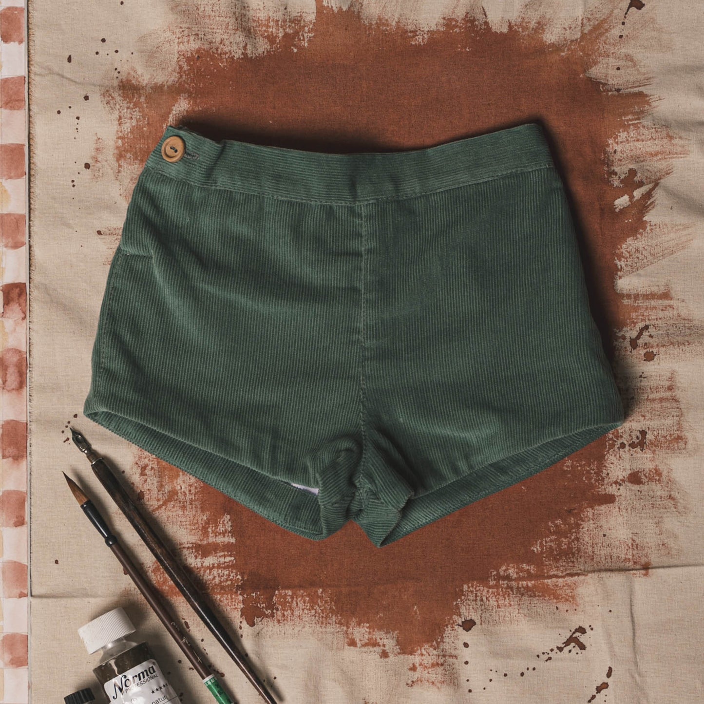 Green corduroy short