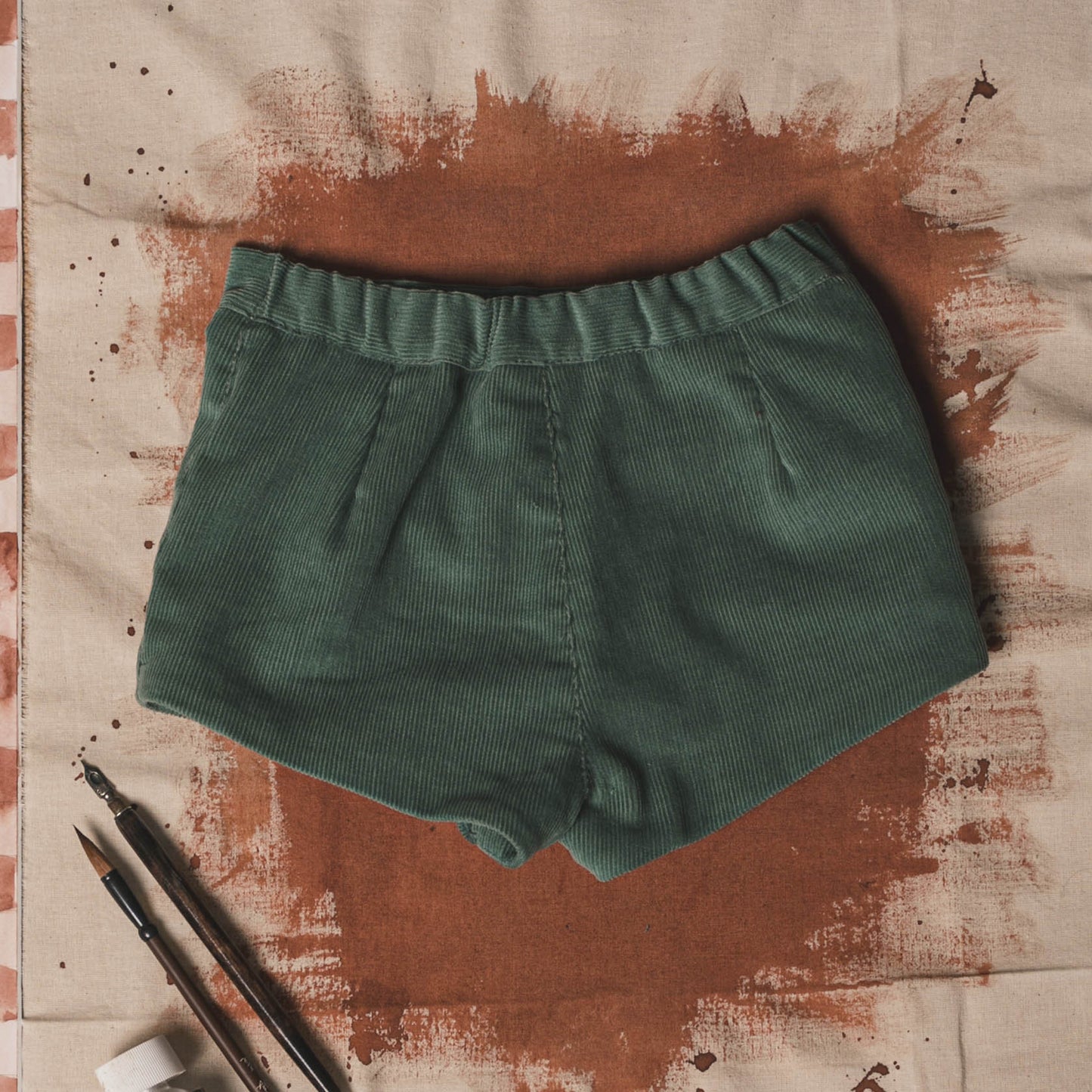 Green corduroy short