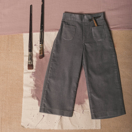 Gray corduroy bell bottom pants