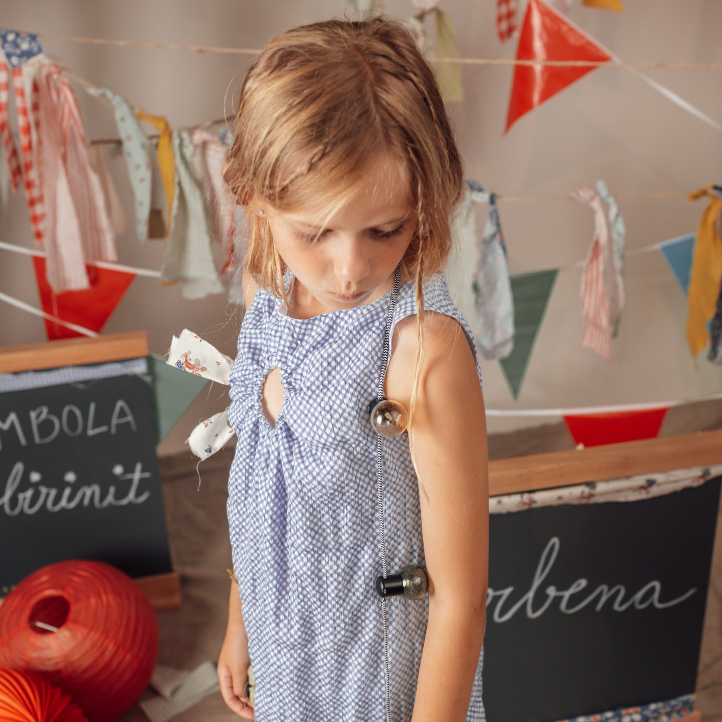 Vestido círculo Vichy azul