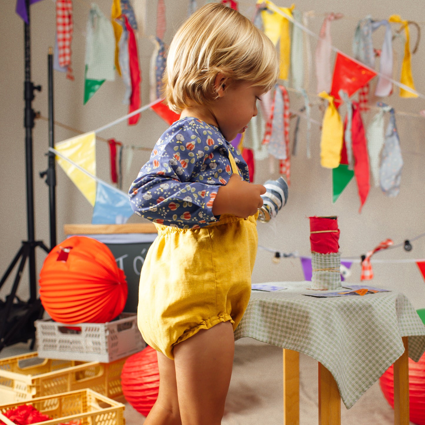 Yellow Linen straps bloomer