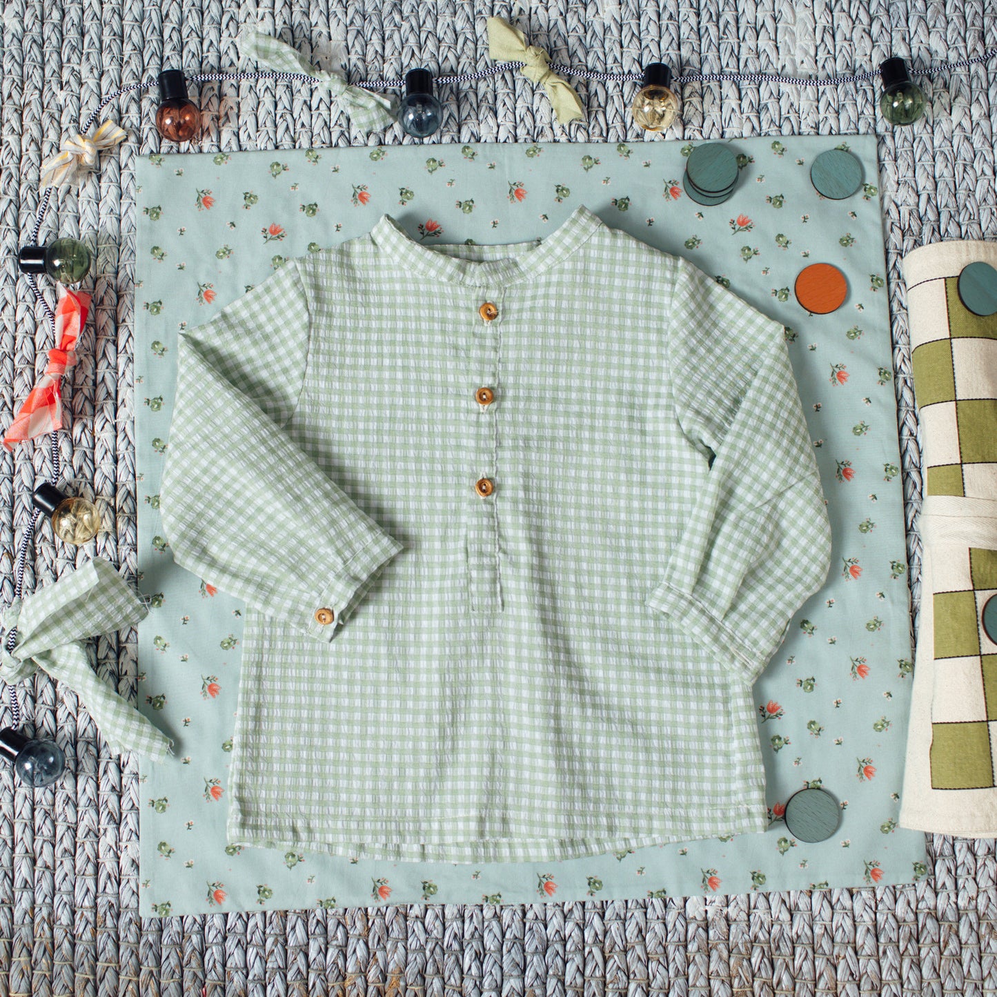 Green Gingham polo shirt