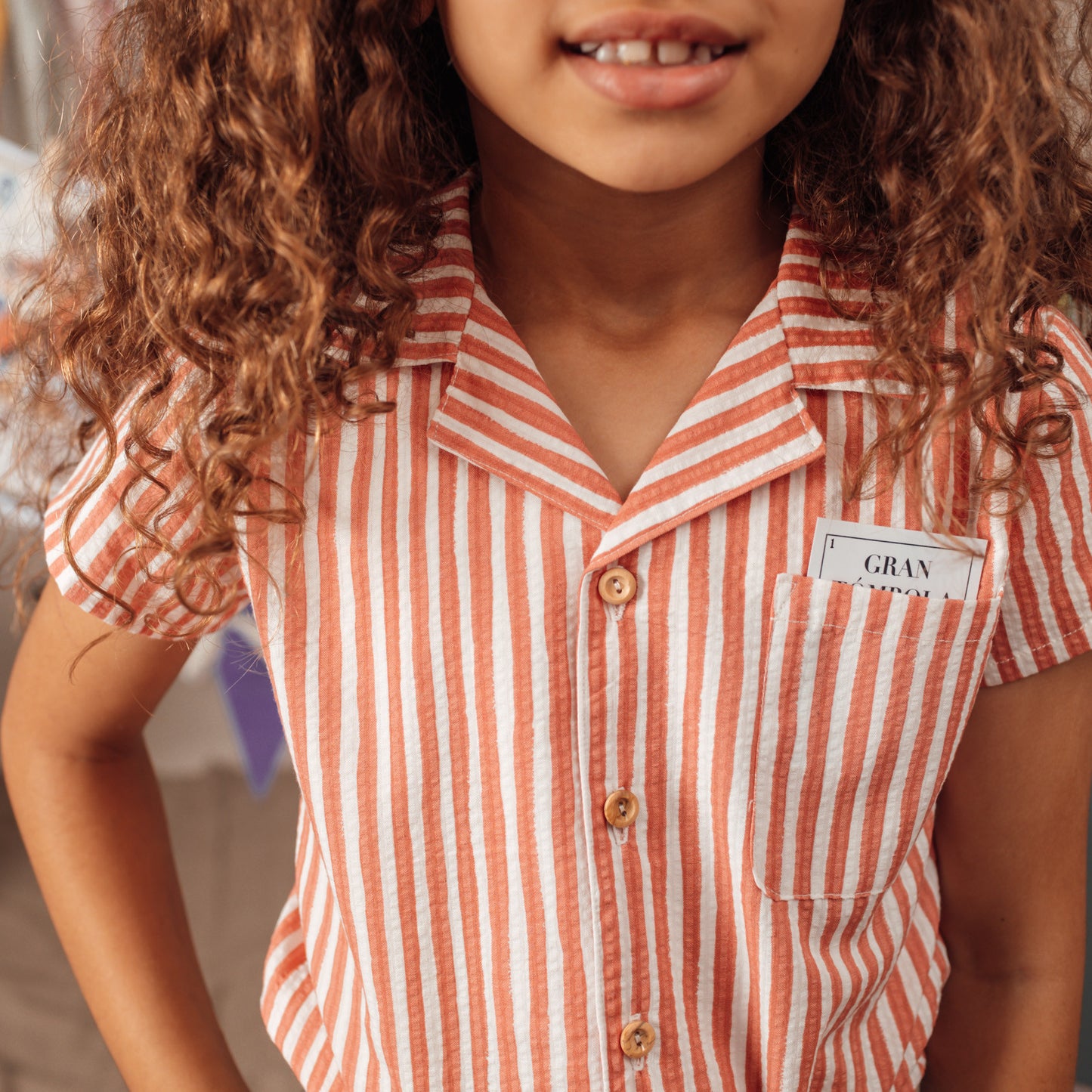 Red Stripes lapel shirt