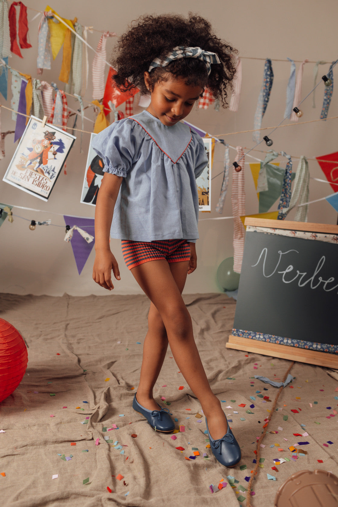 Coral and navy shorts