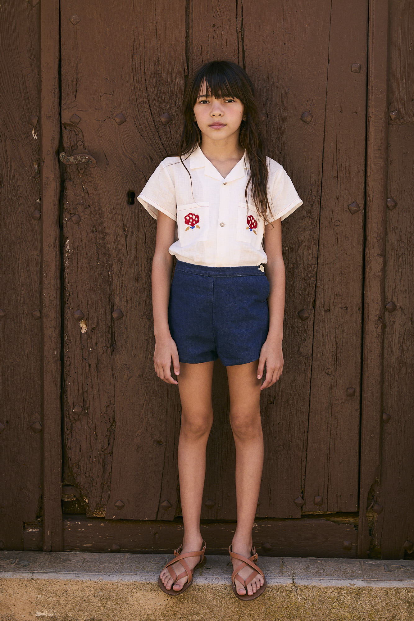 Pantalón corto denim niña